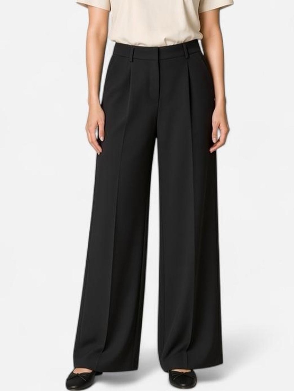 LOFT Ann Taylor Black Wide Leg Tailored Trousers NWOT sz 8